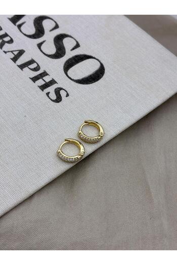 Hedef Bijuteri Xuping Gold Color Zircon Stone Half Round Hoop Earrings