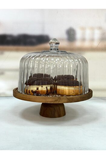 MİEN Homes Akasya Glass Jar with Stand 31 cm Tkebt Single Color