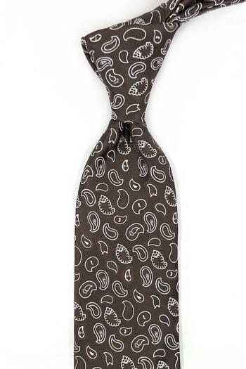 Kravatkolik Nether Style Coffee Shawl Pattern Italian Silk Tie Ik1999