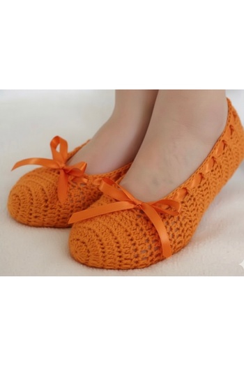 yucin Hand Knitted Orange Booties – Bridal Dowry, Daily Comfortable Socks, and Stylish Home Booties