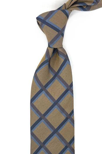 Kravatkolik Stapleford Style Saffron Square Pattern Italian Silk Tie Ik1994