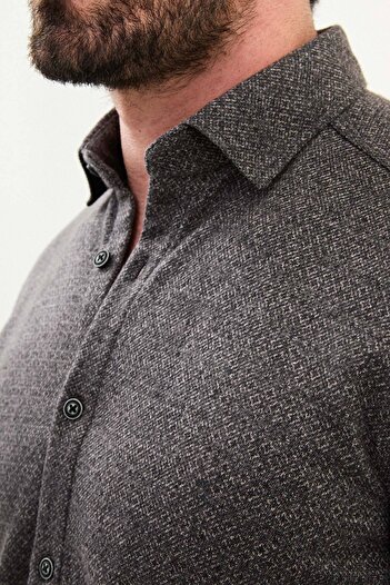 Mcr Patterned Slim Fit Long Sleeve Lumberjack Wool Men's Shirt Brown - 27086.25K