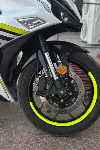 Banxtre Neon Yellow Half Rim Stripe Sticker Compatible for Motorcycle 17 Inch Wheels (4 Pieces)