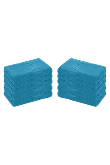 Lenjeria Pufoasa Set of 10 100% Cotton Towels, 500g/m², Greek, 50X90, Turquoise