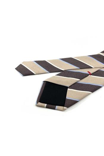 Kravatkolik Milden Style Beige Stripe Pattern Italian Silk Tie IK2007