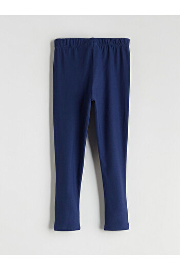 LC Waikiki Navy Blue Girl's Leggings with Button Detail on the Cuffs