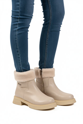 Pierre Cardin Cream Inner Fleece Anti-Slip Sole Cold Resistant Women's Boots Pc-55268 Z