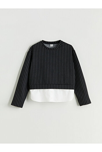 LC Waikiki Black Crew Neck Girls' Sweatshirt and Pants