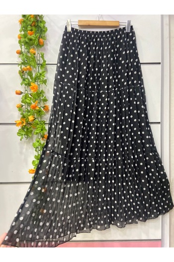edu collection Polka Dot Chiffon Skirt Lined Black