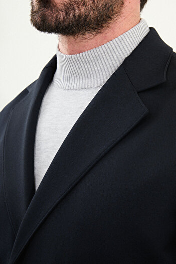 Mcr Plain Oversize Mono Collar Double Breasted Men's Suit Navy Blue - 45427.25K