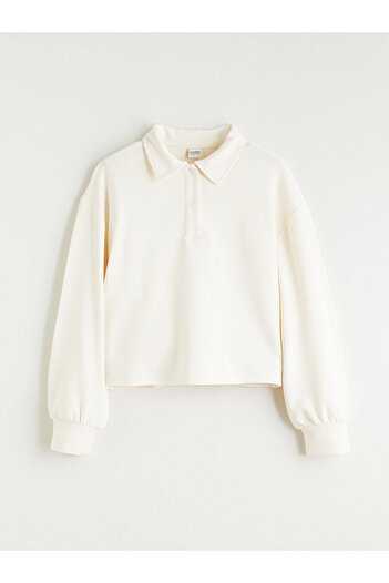 LC Waikiki Ecru Polo Neck Girls' Sweatshirt and Sweatpants
