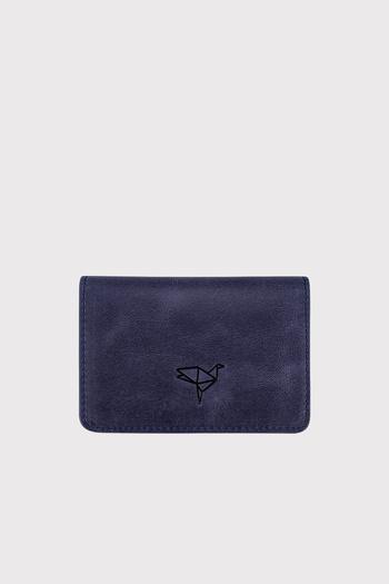 Garbalia Magnet Crazy Leather Navy Blue Unisex Card Holder Wallet