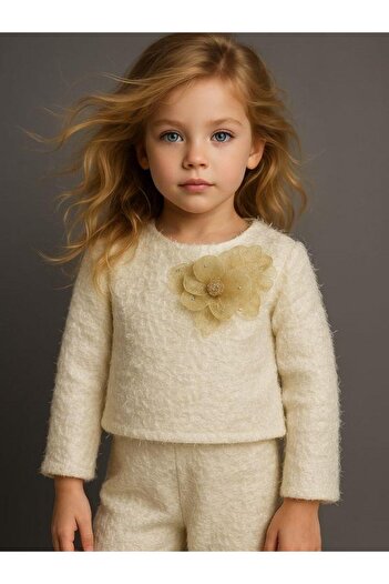 Zekids Girls' Knitted Soft Textured Stylish Pants Suit
