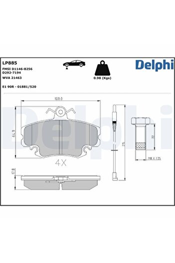 DELPHİ Brake pad set, front, Dacia Logan 1,