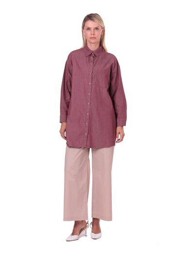 Invee Denim Shirt Bordo
