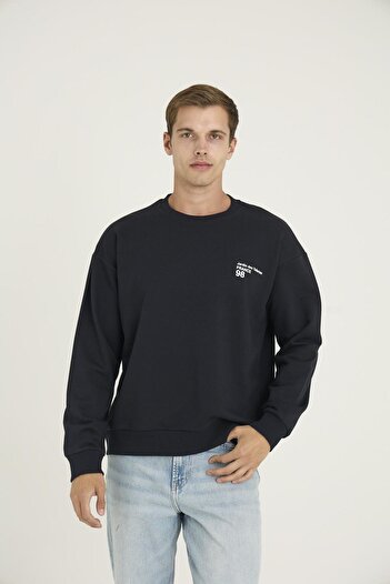 KLY PİJAMA Kly S-501B Men's Cotton Oversized Plus Size Crew Neck Sweatshirt