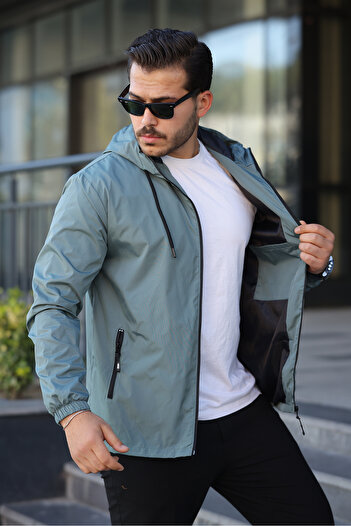 comstar Men's Lined Waterproof Hooded Raincoat with Pockets