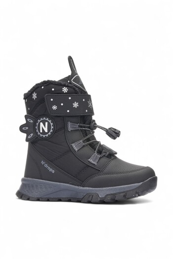 QUNDIR Waterproof, Winter, Fur-Lined, Velcro, Girls' Snow Boots Shoes