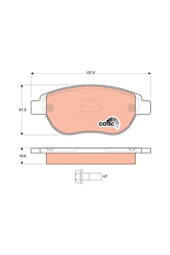 TRW Brake pad set, front, Citroen C4 1,