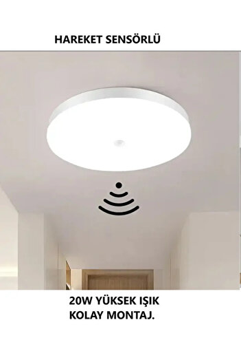 Genel Markalar Hareket Sensörlü Led Armatür Aplik Lamba Avize Banyo Balkon Tuvalet Wc Koridor Otopark Bey
