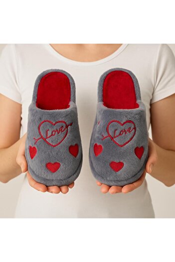 STOCON Heart Love Embroidery Non-Slip Noiseless Indoor Slippers Dowry and Bundle Slippers Stc1173