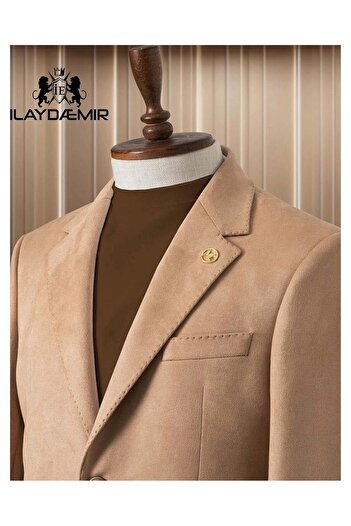 ilayda emir Brown Men's Blazer Suede Jacket