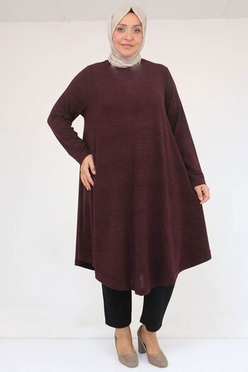 Eslina 58147 Plus Size Mevlana Cut Mir Tunic - Plum
