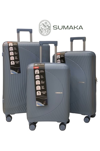 SUMAKA Luggage Travel Suitcase Trolley Bag - Set of 3 pcs - With Spinner Wheels (Silicone)
