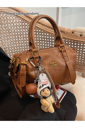 Take Two By Styli Solid Double Top Handle Zip Closure Handbag