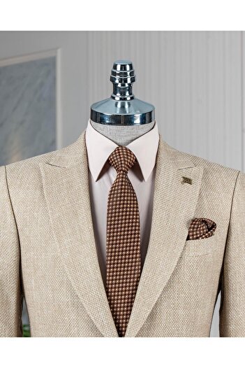 TerziAdemAltun Italian Style Slim Fit Bag Pocket Men's Jacket Beige T12191