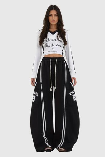 DEEFWEAR Black 23 Number Y2K Pocket Detail Knitted Pants Tracksuit