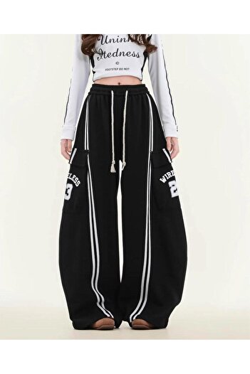 DEEFWEAR Black 23 Number Y2K Pocket Detail Knitted Pants Tracksuit