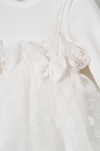Miniday Baby Kız Bebek Mevlütlük Elbise Bandanalı Dantelli