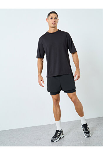 Styli Black Men 2 in 1 Running Shorts