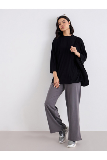 Styli Charcoal Wide leg Joggers with Drawstring
