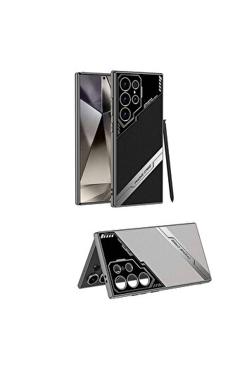 zore Galaxy S24 Ultra Case Camera Protection Artificial Leather Design Shrp New Series Procase Cover-Titanium-Grey