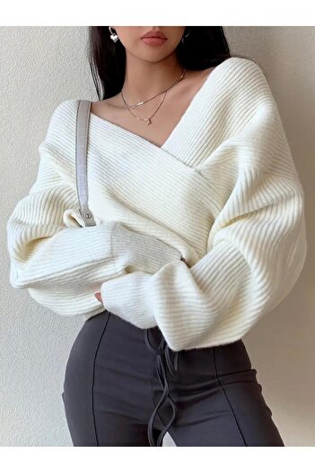 peri tower New Product Cross Detailed Oversize Knitwear Sweater 0036