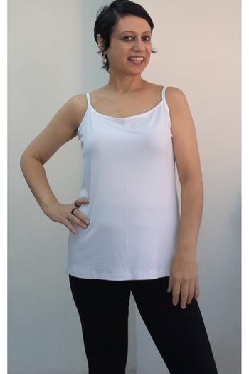 Mertcan Butik White Rope Strap Combed Viscose T-Shirt