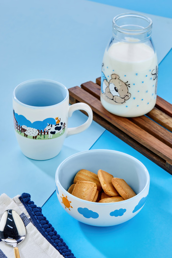 EMBazaar 2 Piece Feeding Set Blue/Mug and Bowl Set/Feeding Set for Children