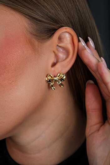 TRENDTAKI Drop Bow Earrings Gold Plated 00272