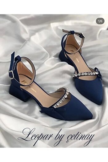 leopar by çetinay 399 Rosabelle "Stylish Stone Bow Detailed Satin Women's Heeled Shoes |   Night and Invitation Shoes"