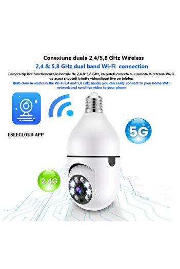 FRAMMINO Camera surveillance light bulb FRAMMINO®, dual-band 2.4 GHz/5 GHz, Mobile App, 3 MP, 2048x1536 pixe