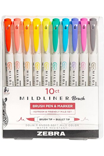 Zebra Pen Zebra Brush DBL END ASST Color, Assorted Refresh and Friendly 10 Count