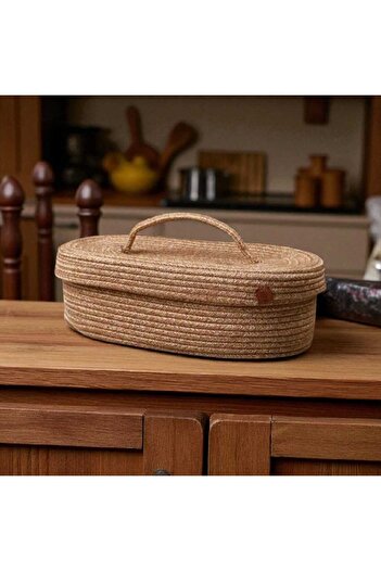 Hediyeninellitonu Wicker Basket with Lid Mini Basket Organizer Bread Basket Wicker Basket