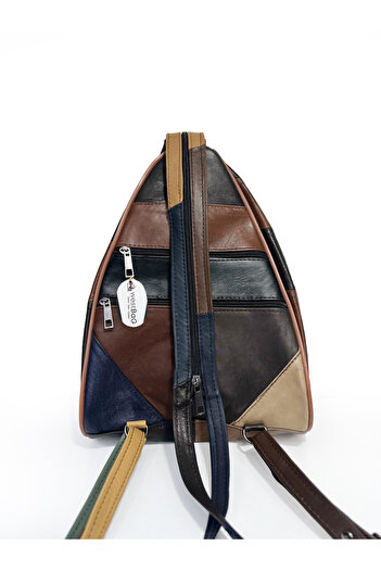 westbag Genuine Leather Women's Multi-Colored Backpack and Shoulder Bag - Monkey Model Multi-Compartment