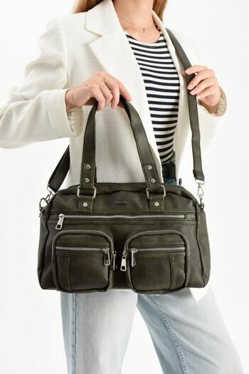 Baginn Faux Leather Women's Shoulder Bag 35*25 cm Crossbody Messenger Bag Multi-Pocket Vegan Leather Handbag