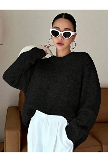 moda mh TRIOU DE BAZĂ CU Gâtul Rotund, Textura Moale, Mărime Oversize, Pulover pentru Femei<