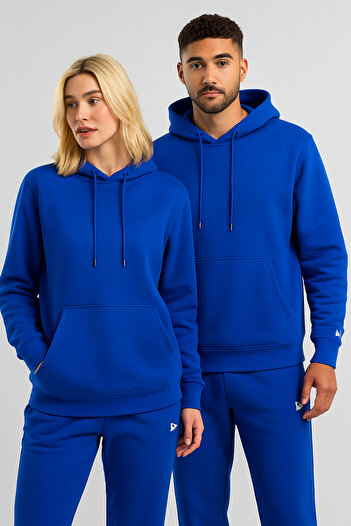 CLASSY.MODA Unisex Basic Basic Oversize με κουκούλα με 3 κλωστές, άνετο σετ αθλητικών φορμών με τσέπες καγκουρό