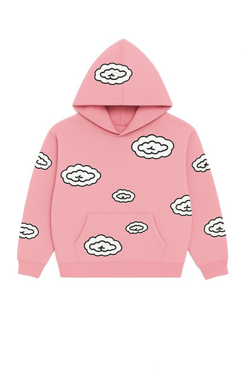 CLASSY.MODA Unisex Hooded Sweatshirt 3 Thread Kangaroo Pocket Relaxed Fit Cloud Pattern Printed Hoodie