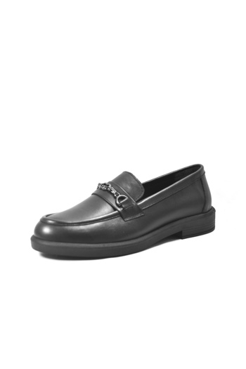 Beety 04.258 Genuine Leather Black Buckle Women's Ballerina Shoes